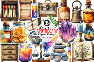 Apothecary Clipart Vintage Clipart, an Illustration by Canvas Craft