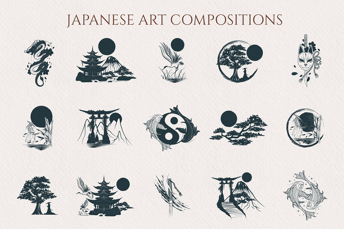 Hand Drawn Japanese Art Collection, a Decorative Illustration by KirillsWorkshop (Photo 3 of 7)
