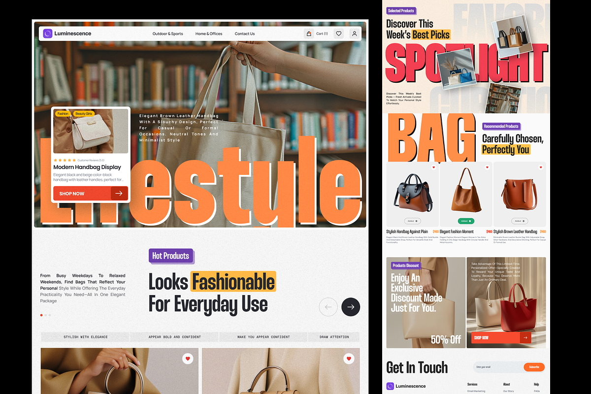 Luminescence - eCommerce Bag Store, an UI Kit Template by Sans Design