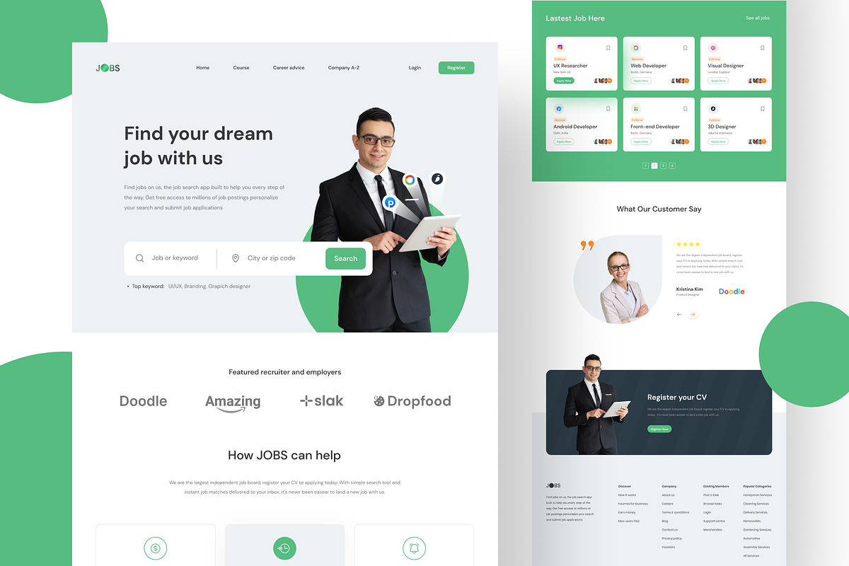 Job Finder Website Homepage, a Landing Page Template by SLAB! Design (Photo 2 of 3)