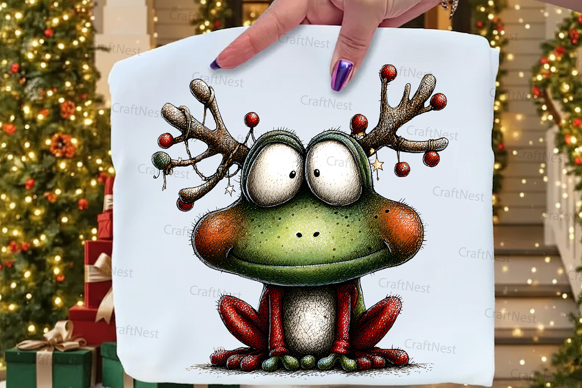 ''Coquette Christmas Frog Clipart'', an Illustration by Craft Nest (Photo 2 of 8)