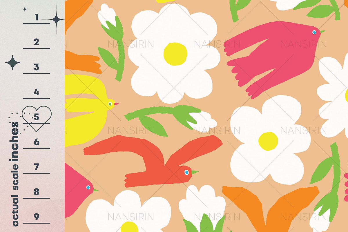 Bird and Daisy Seamless Pattern Set, a Pattern Graphic by Nansirins Studio (Photo 6 of 9)