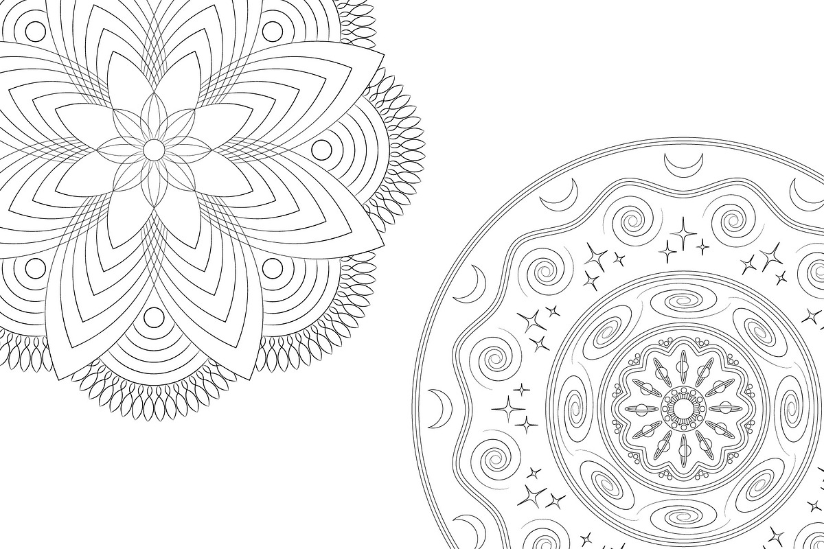 10 Relaxing Mandalas for Coloring, a Decorative Illustration by Soulprint Mercury (Photo 2 of 6)