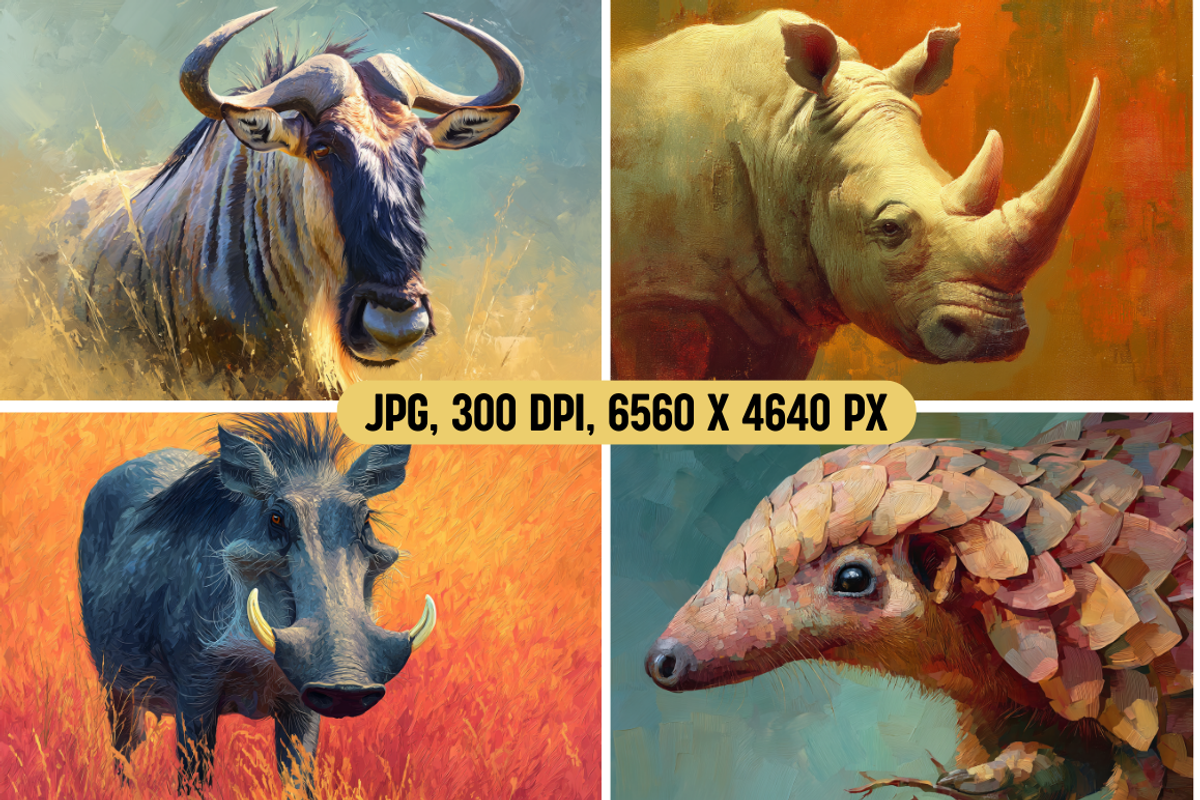 Painterly African Animal Portraits, an Animal Illustration by PrintHaven Designs (Photo 6 of 11)