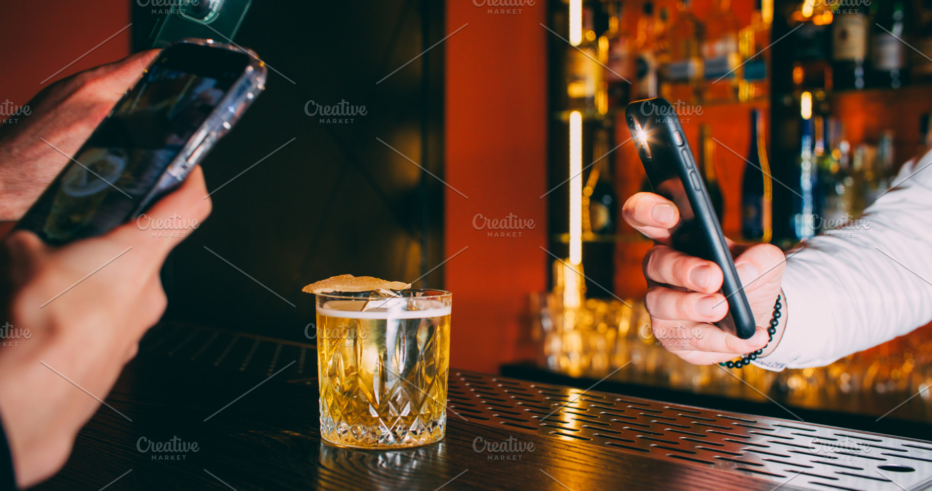 Cocktail photo smartphone using hands glass bar, a Person Photo by Photo Drive Studio