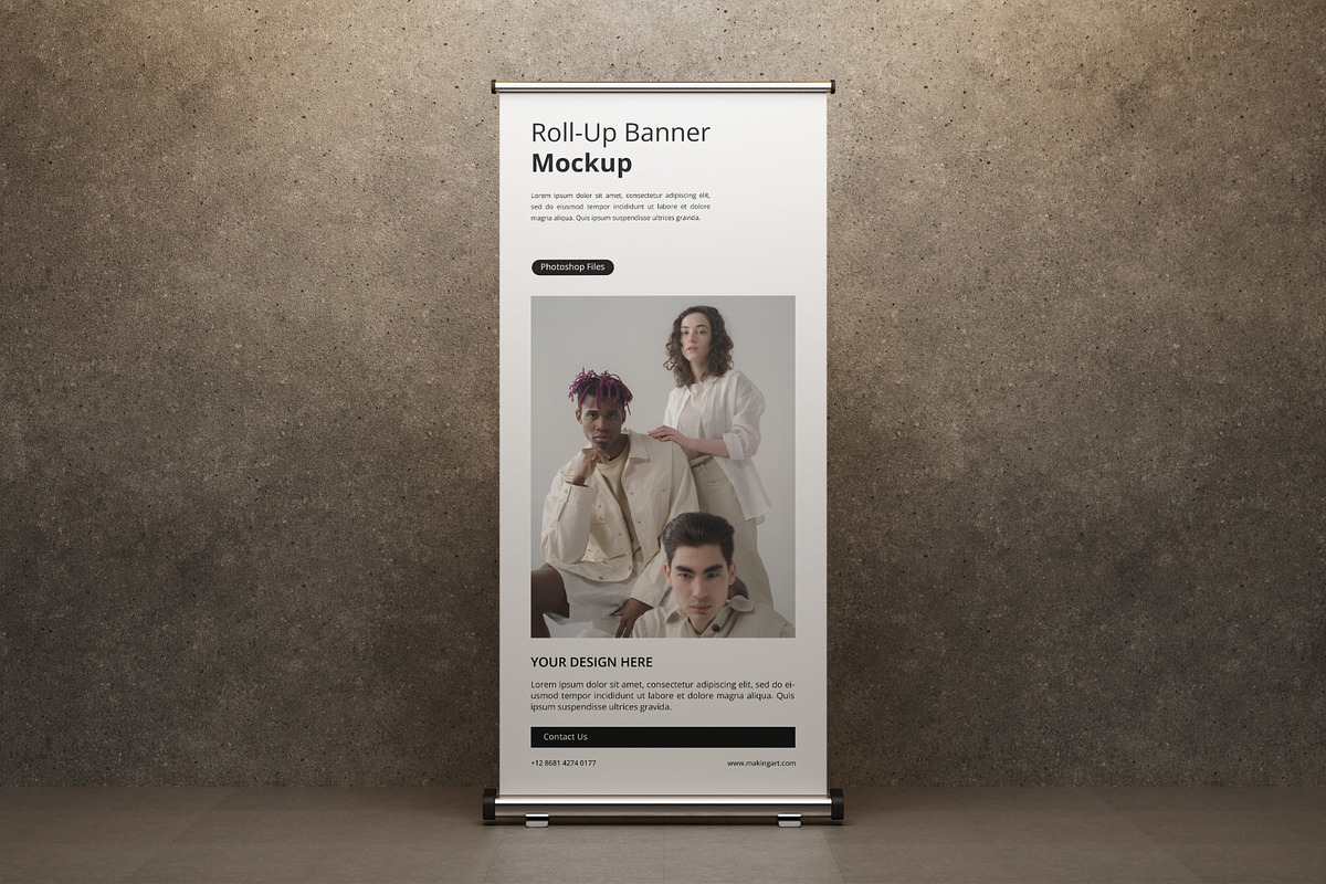 Realistic Roll Up Banner Mockup PSD, an Advertising Mockup by MA-KING_ART (Photo 2 of 5)
