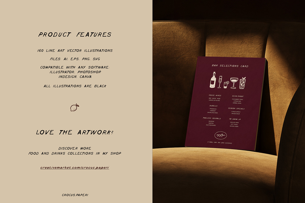 DRINKS Illustrations | Bar Icons, a Food Illustration by Crocus Paperi (Photo 7 of 7)
