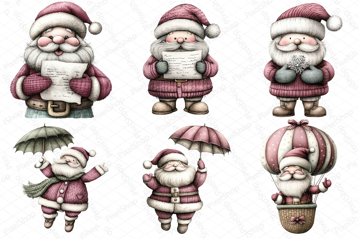 Christmas Whimsical Santa Clipart, an Illustration by DreamPrint404 (Photo 4 of 6)