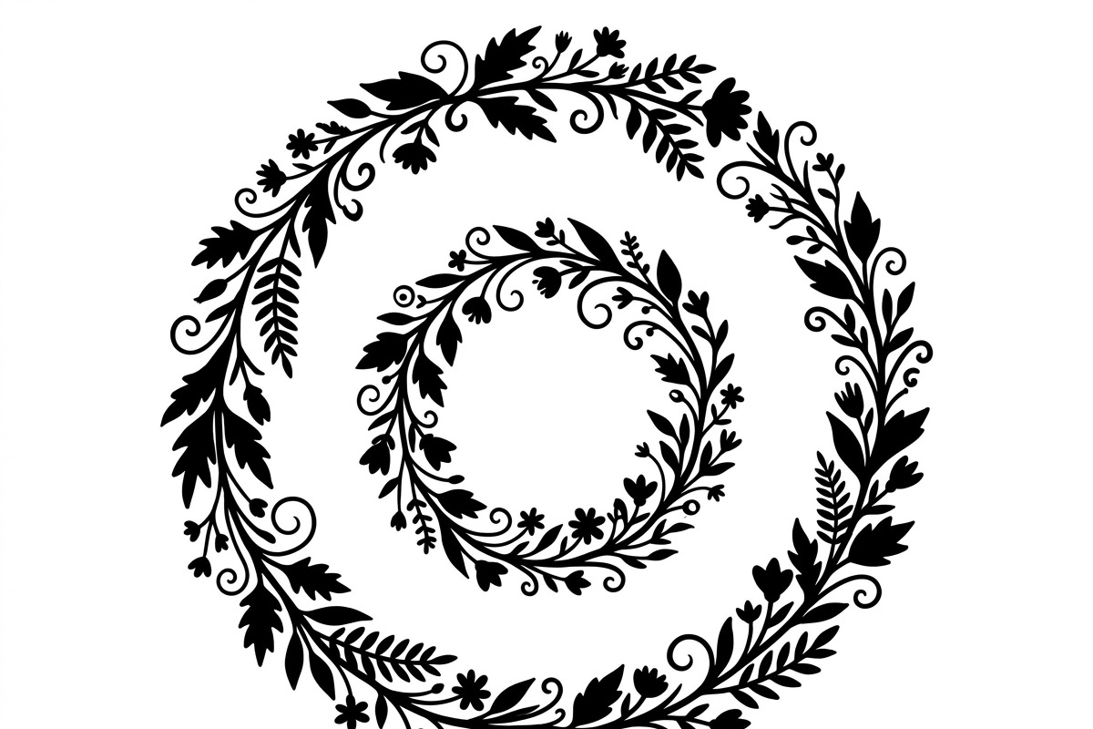 50 Elegant Floral Leaf Spiral Frame, a Decorative Illustration by Amazin_art (Photo 12 of 25)