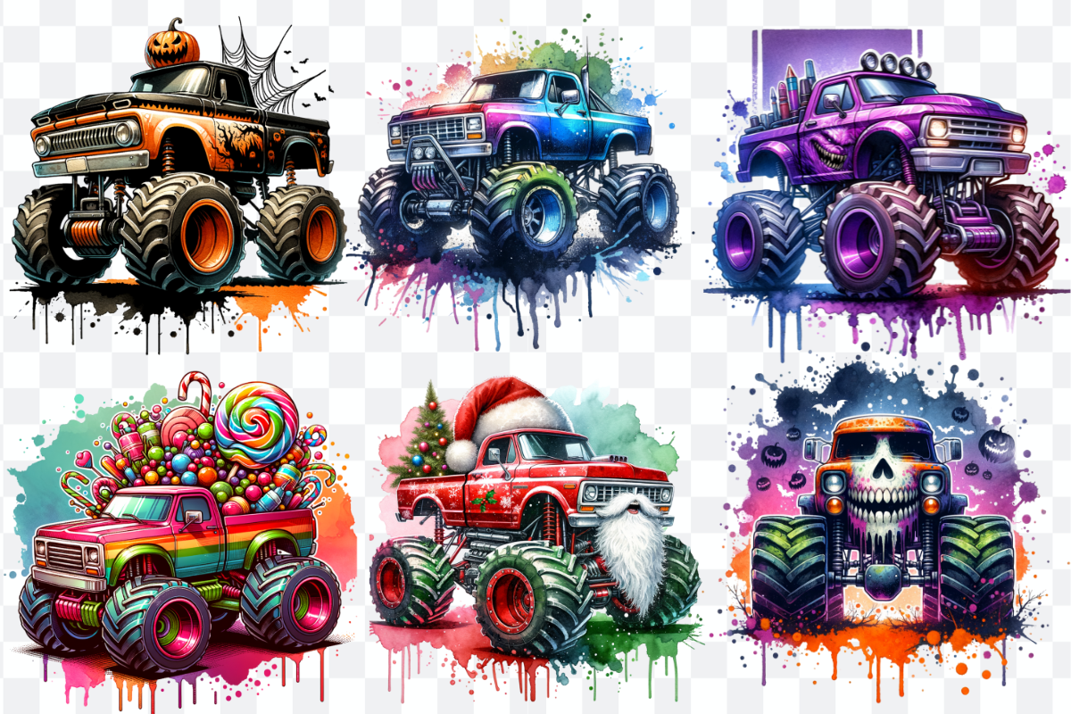 Monster Trucks Sublimation Bundle, a Decorative Illustration by Bubble Pixel (Photo 2 of 4)