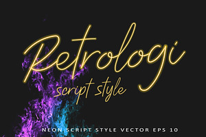 Neon Script Style Vector AI EPS10