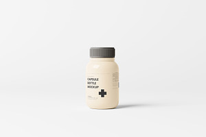 Capsule Bottle With Box Mockup