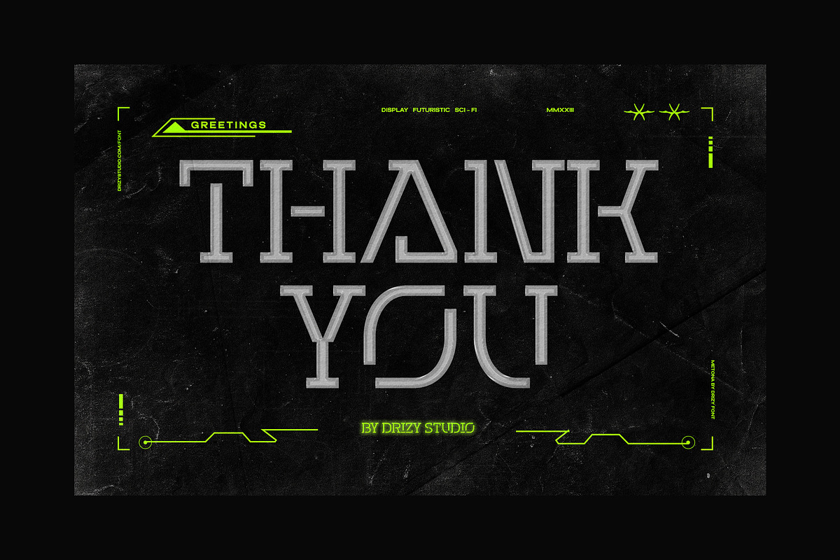 Metona - A Stencil Futuristic Font, a Slab Serif Font by Drizy (Photo 9 of 9)