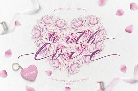With love - watercolor romantic set