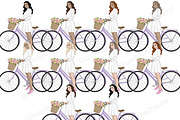 Spring Girl Clipart | Bicycle Woman, a Person Illustration by GlamArtZhanna (Thumbnail 2 of 5)