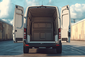 Empty van with opened doors, ready to load, a Photo by AlyaAnd