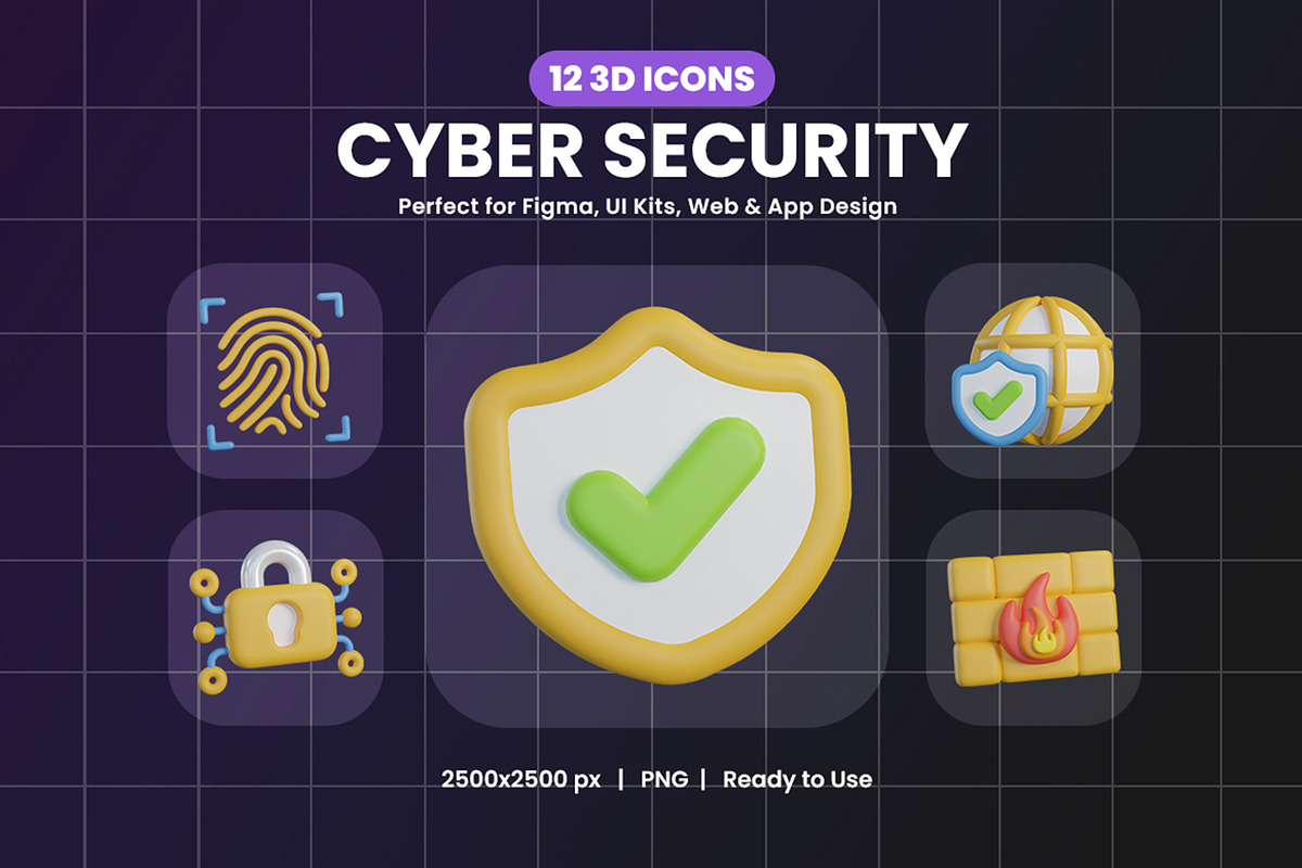 3D Cyber Security Icon Pack, an Object Graphic by Artnivora.Std (Photo 1 of 4)