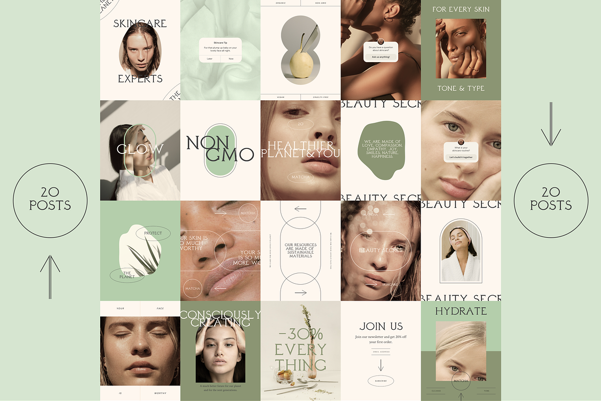 Matcha Skincare Instagram Template, a Social Media Template by Luna Studio (Photo 2 of 9)