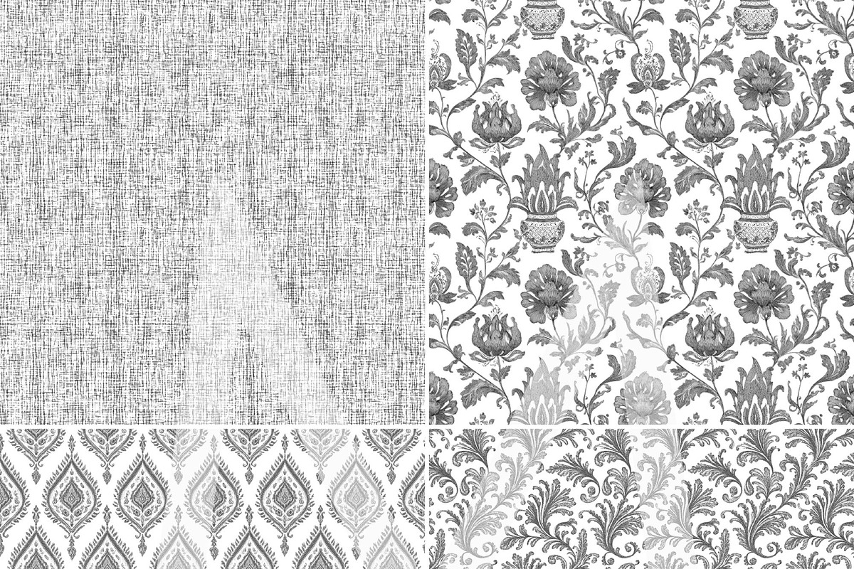 Charcoal Gray Toile Digital Papers, a Pattern Graphic by Maishop (Photo 6 of 7)