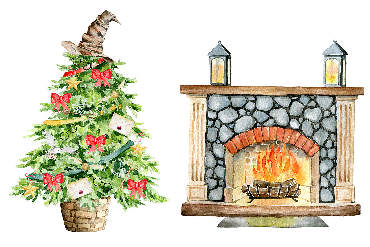Magical Christmas Watercolor Clipart, an Education Illustration by SimpleWishesArt (Photo 6 of 6)