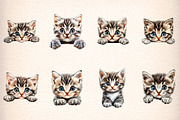 watercolor funny peeking cats clipar, an Illustration by GatewayDesign (Thumbnail 2 of 9)