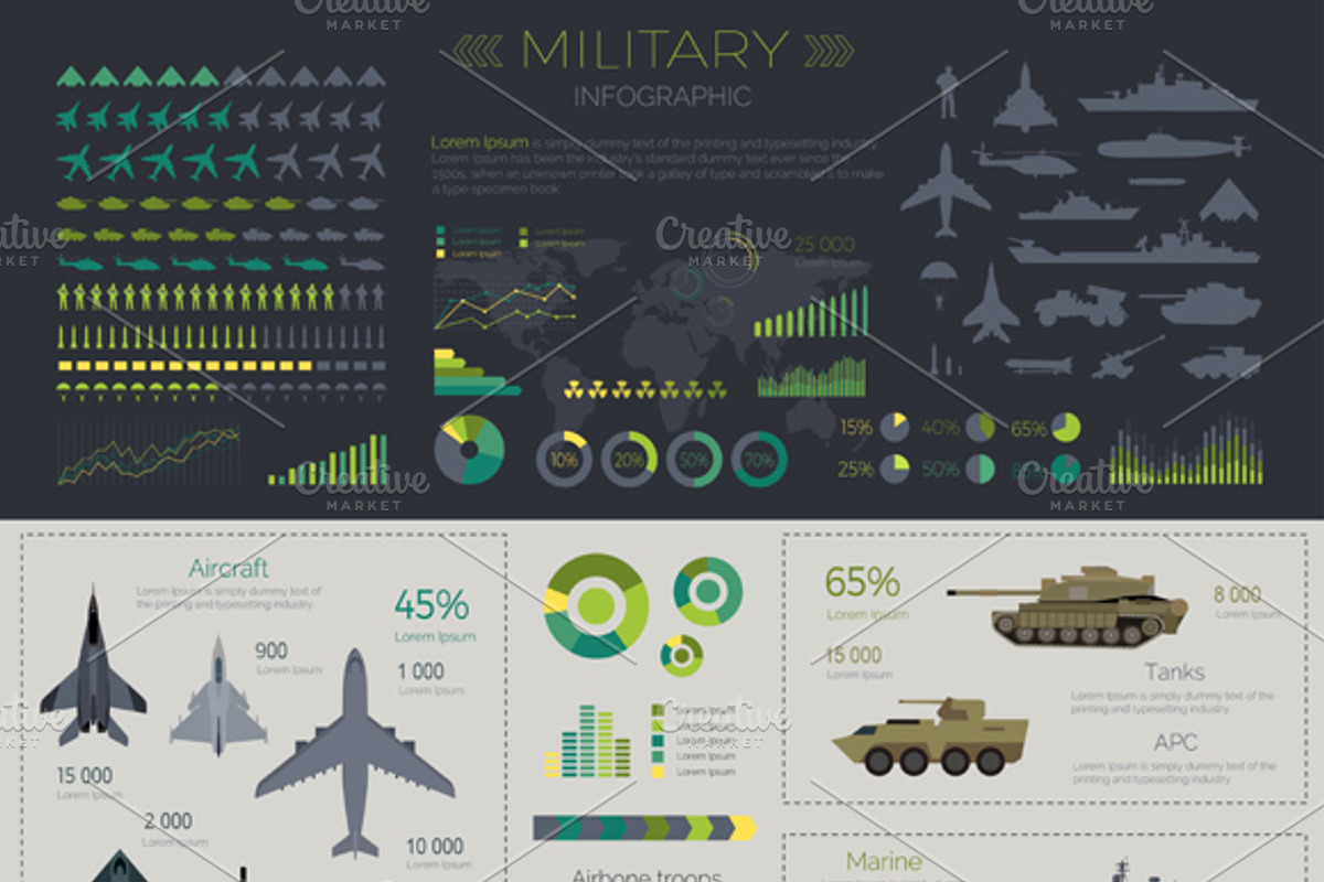 Military infographic set, a Person Illustration by robuart