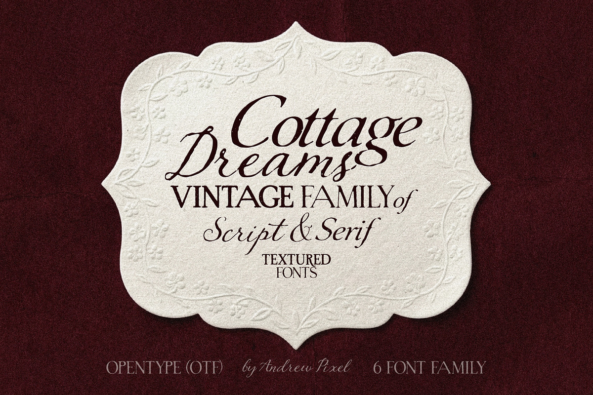Cottage Dreams - Vintage Font Family, a Handwritten Font by AndrewPixelType (Photo 1 of 11)