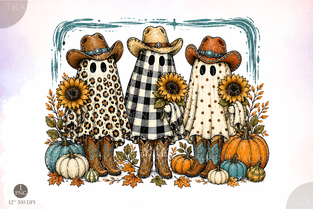 Cowboy Ghost PNG,Halloween Leopard, a Seasonal Illustration by Libby Wishes (Photo 1 of 3)