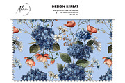 Moody hydrangea botanical pattern, a Pattern Graphic by Milatoo (Thumbnail 4 of 8)