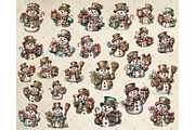 Snowman With Gift Clipart PNG, an Illustration by Memories By Lea (Thumbnail 17 of 17)