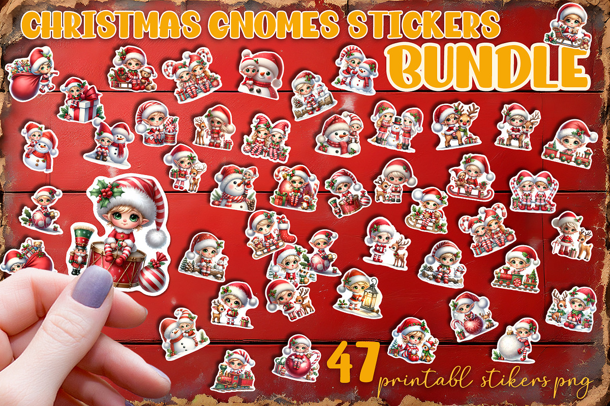 Cute Christmas elf Stickers, a Seasonal Illustration by ElenazlataArt