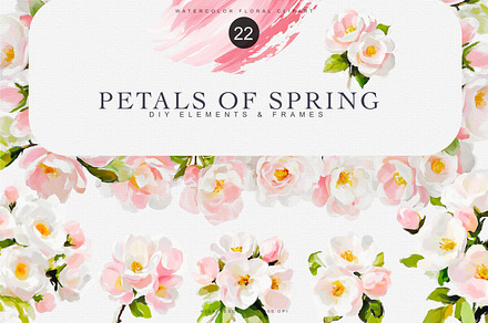 Oil Spring Blossoms Clipart Set, a Decorative Illustration by Patishop Art