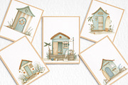 Beach Huts Summer Clipart, an Illustration by DreamArtGraphic (Thumbnail 4 of 8)