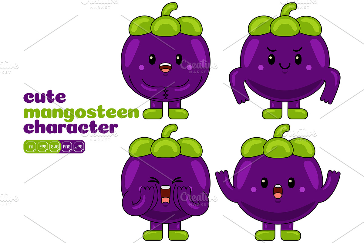 Mangosteen Mascot Vector Pack, an Illustration by MEDZ (Photo 3 of 5)