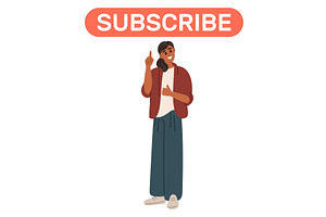 Girl points her index finger at, a Technology Illustration by Vectorbuum