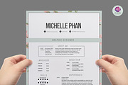 Elegant , floral CV template, a Resume Template by Chic templates (Thumbnail 3 of 4)