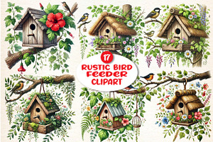 Rustic Bird Feeder Clipart, an Illustration by DreamArtGraphic