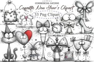 Coquette New Year's Clipart, an Illustration by designcity5