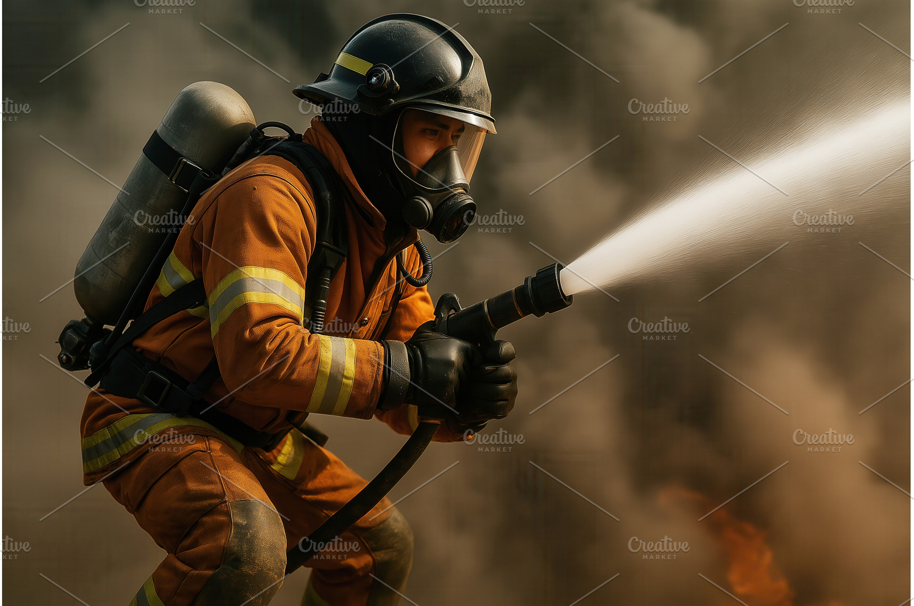 A firefighter in full protective, a Nature Photo by Sergey Kotenev