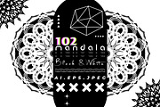 Ornamental Black White Mandala Pack, a Decorative Illustration by NJ Himel (Thumbnail 1 of 103)