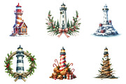 Christmas Lighthouse Clipart, an Illustration by DreamArtGraphic (Thumbnail 6 of 6)