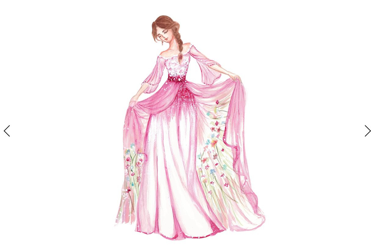 Watercolor pink gown dress princess, a Person Illustration by tranyenhanu (Photo 3 of 3)