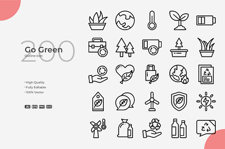 Go Green Outline Icons, an Outline Icon by Bloodline