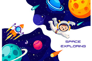 Space Explore Banner, Kid