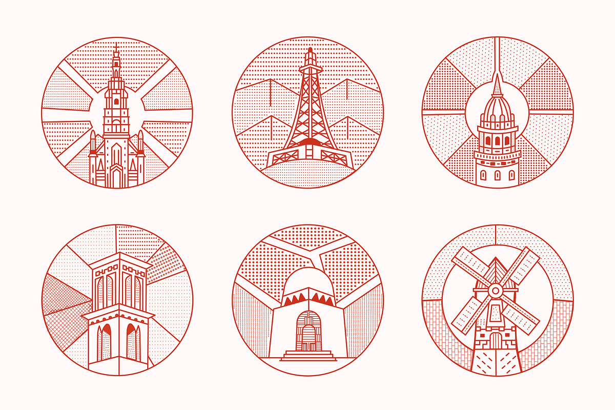 World Landmark Illustration Set, a Decorative Illustration by Brickclay (Photo 9 of 12)