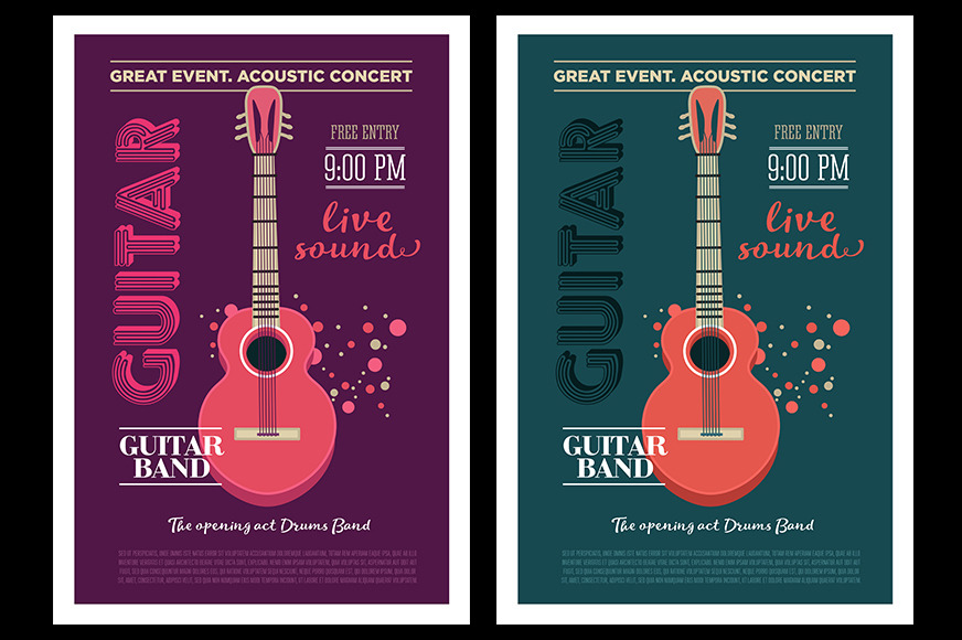 Acoustic Guitar Concert Flyer by Di Bronzino | Creative Market