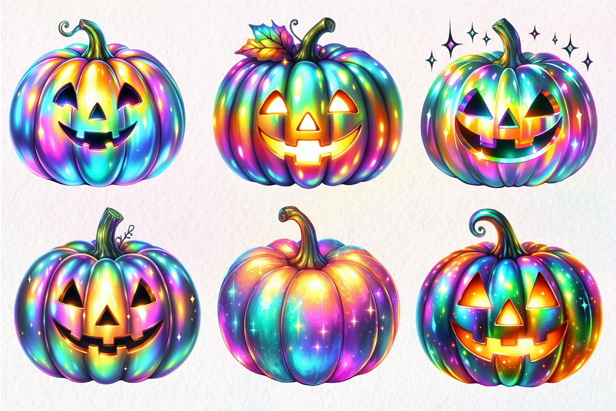 Halloween Pumpkin Iridescent Clipart, an Illustration by Dream Creation (Photo 5 of 6)