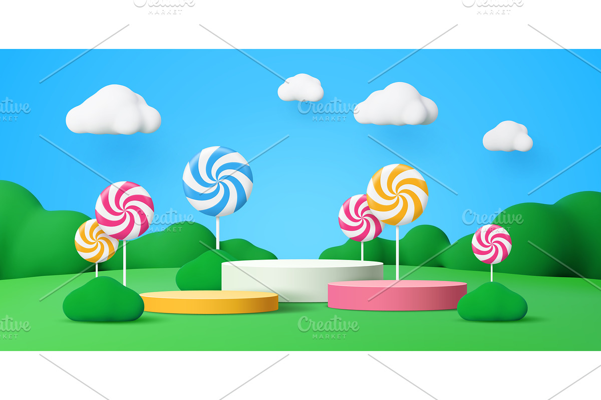 Kids podium stage with lollypop, a Decorative Illustration by Buch&Bee