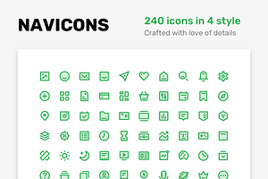 Navicons - icon set in 4 style