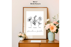 135 Birth Flowers PNG SVG Procreate